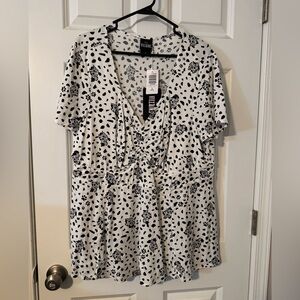 Torrid Disney Villians Black and White Floral Cruella Devile top